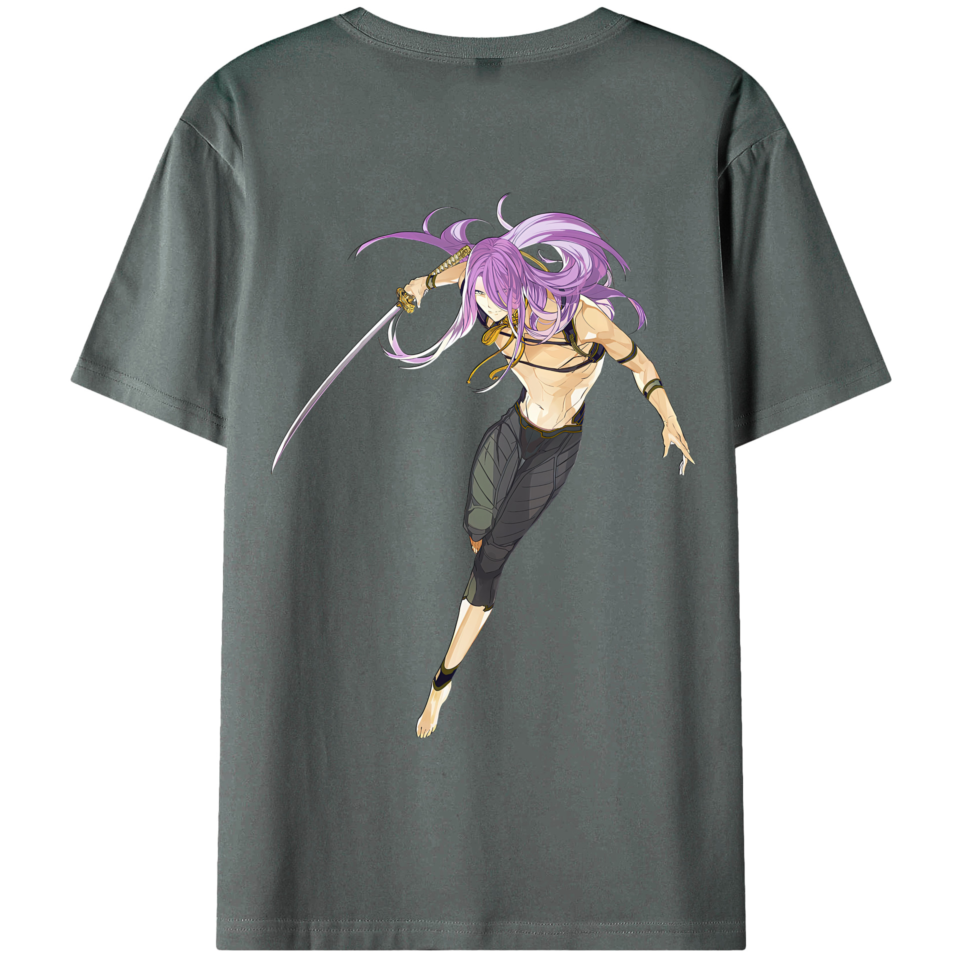 （画像用） 刀剣乱舞 Touken Ranbu 綿100％ メンズ半袖Tシャツ（バックプリント） 通気性